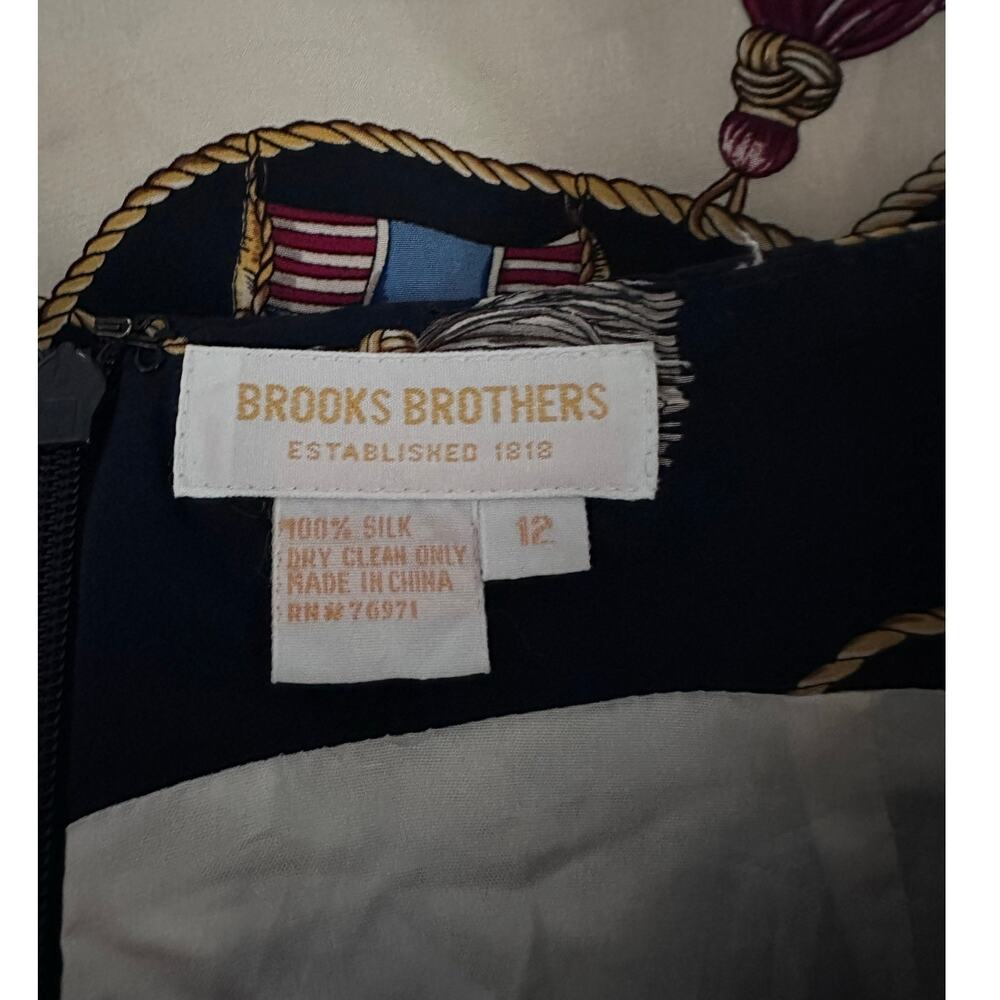 Brooks Brothers Vintage Navy Blue Nautical Print Silk Skirt Size 12/28in waist - Picture 4 of 4